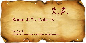 Kamarás Patrik névjegykártya